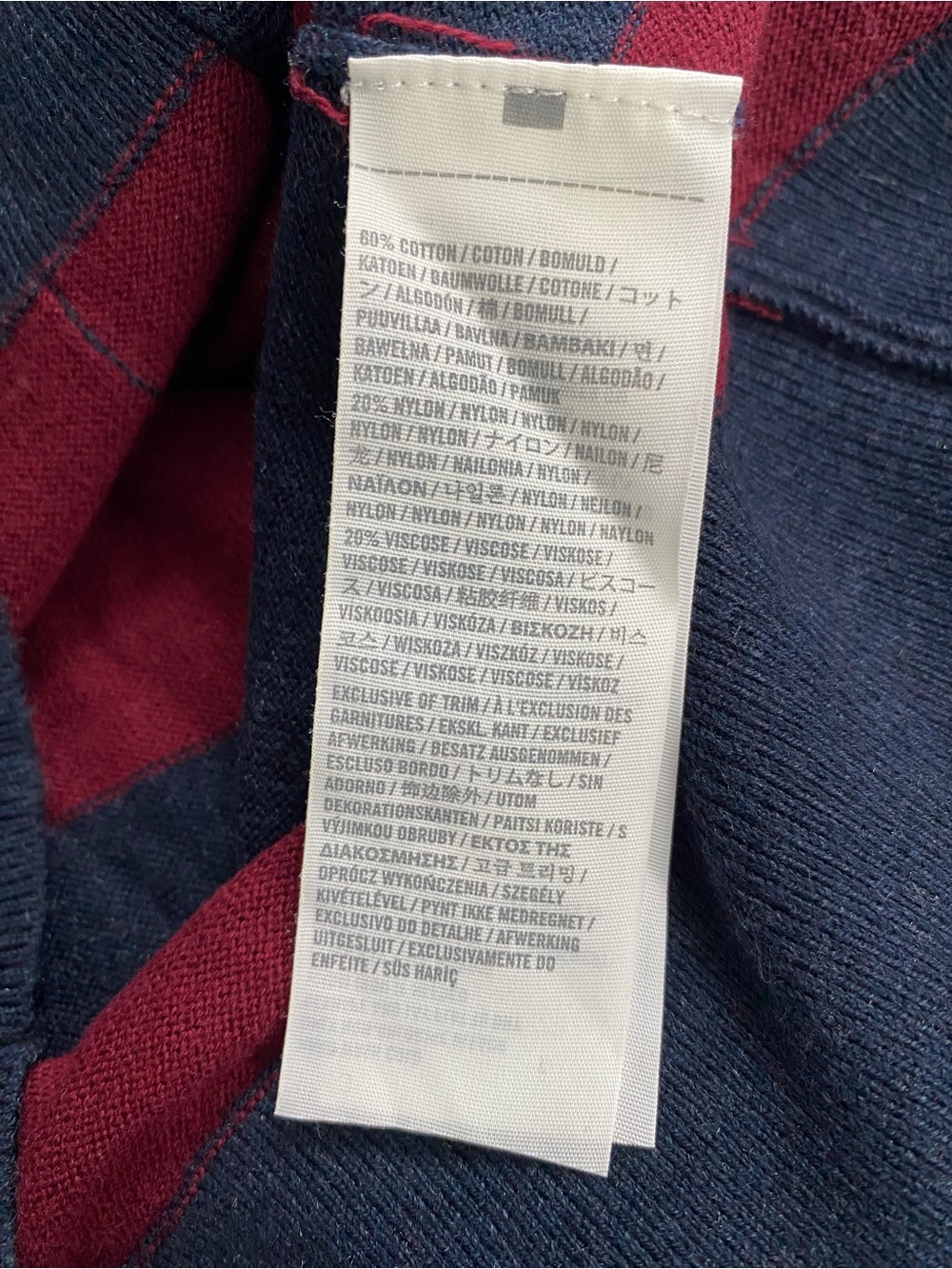 Abercrombie & Fitch Y2K Striped Bow Detail Long Sleeve Cardigan | Burgundy/Navy - Picture 14 of 16